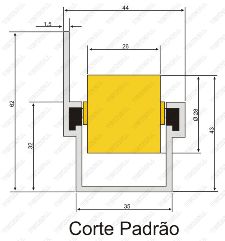 Dimensões do rodízio da Série Pesado com Aba