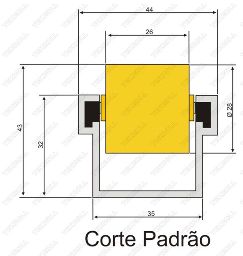 Dimensões do rodízio da Série Pesado Normal